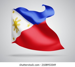 Philippines, vector flag with waves and bends waving in the wind on a white background.