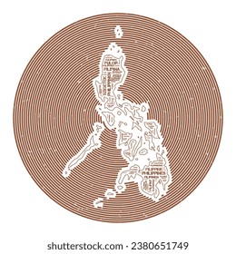 Imagen del vector de Filipinas. Diseño de logotipo de campo. Afiche de Filipinas en arcos circulares y estilo de la nube de palabras. Ilustración vectorial atractiva.
