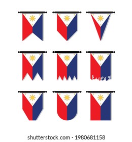 Banderas verticales de Filipinas aisladas en blanco. Ilustración vectorial de estilo plano.