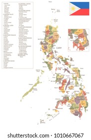 Philippines - vintage map and flag - High Detailed Vector Illustration