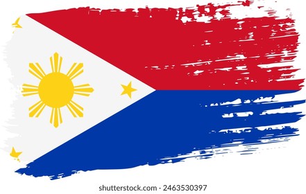 Philippines in wartime flag, wide brush stroke on transparent background, vector.