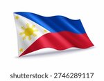 Philippines waving flag of isolated on white background.