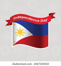 Philippines Wavy Flag Independence Day Banner Background