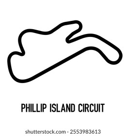 Phillip Island Circuit Vector. Circuit Race Track Illustration with Editable Stroke. Stock Vector.