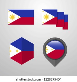 Phillipines Flag Design Set Vector