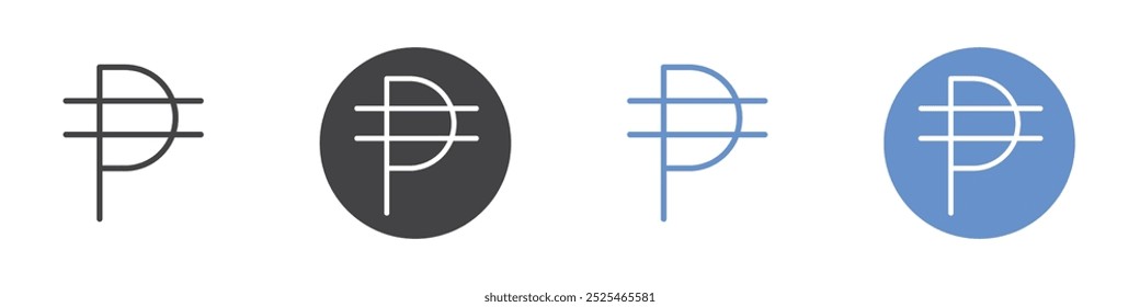 Phillippine peso icon Thin outline art symbol