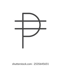 Phillippine peso icon Thin outline art symbol