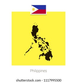 Phillippines map design with flag and yellow background vector