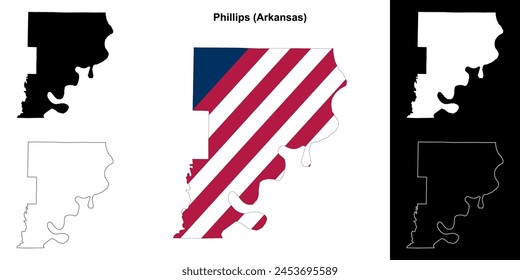 Phillips County (Arkansas) outline map set