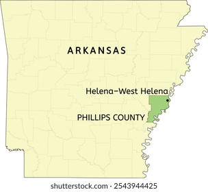 Phillips County and city of Helena–West Helena location on Arkansas state map