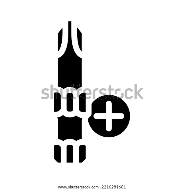 phillips head\
screwdriver bit glyph icon vector. phillips head screwdriver bit\
sign. isolated symbol\
illustration