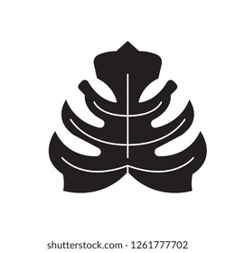 Philodendron black vector concept icon. Philodendron flat illustration, sign
