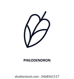 philodendron icon. Thin line philodendron icon from nature collection. Outline vector isolated on white background. Editable philodendron symbol can be used web and mobile
