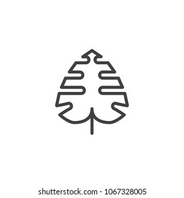 Philodendron leaf outline icon. linear style sign for mobile concept and web design. Tropical leaf simple line vector icon. Symbol, logo illustration. Pixel perfect vector graphics