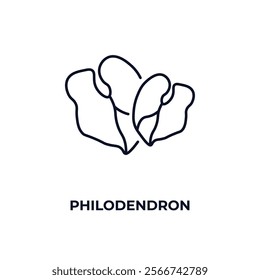 philodendron outline icon. Linear vector from nature concept. Thin line philodendron icon isolated on white background