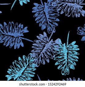 Philodendron selloum seamless vector background texture plant indoor home large tropical hand-drawn