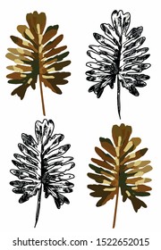 Philodendron selloum vector background texture plant indoor home large tropical hand-drawn