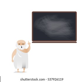 Philosopher with chalk board - vector illustration