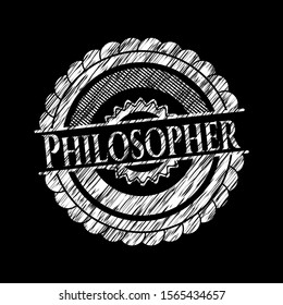 Philosopher chalk emblem written on a blackboard. Vector Illustration. Detailed.