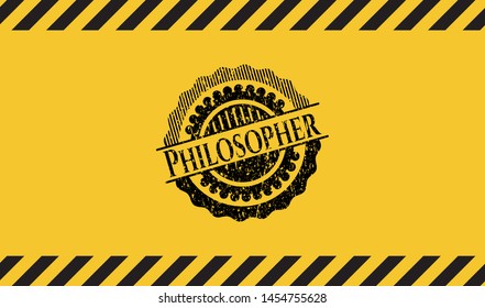 Philosopher grunge warning sign emblem. Vector Illustration. Detailed.