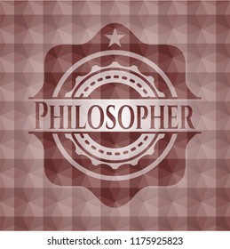 Philosopher red seamless badge with geometric pattern.