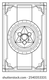 Pedra filosofal geometria sagrada art deco estilo ilustração. Projeto de convés de tarô. Elegante luxo espiritual vetor arte.