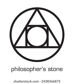 Philosopher's Stone. Alchemical symbol showing the interaction between the four elements of matter. The squared circle, alchemical glyph and symbol. Vector icon isolated on white background.