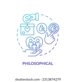 Philosophical blue gradient concept icon. Ethical dilemma. Life purpose. Child free. Abortion right. Reproductive choice abstract idea thin line illustration. Isolated outline drawing