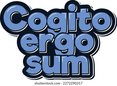 Ein philosophisches, handgeschriebenes Design mit dem berühmten Satz "Cogito ergo sum", das bedeutet "Ich denke, also bin ich".