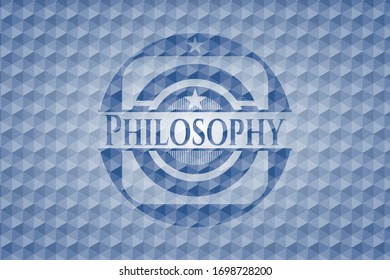 Philosophy blue hexagon emblem. Vector Illustration. Detailed.
