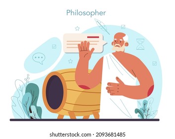 Philosophy concept. Ancient study of general and fundamental questions. Science studying conceptions and ideas about knowledge, ethics, culture. Flat vector illustration