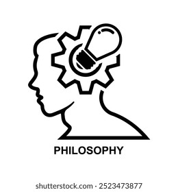 philosophy icon. The black philosophy symbol vector illustration.