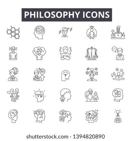 Philosophy line icon signs.  Linear vector outline illustration set concept.