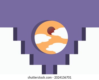 Philosophy, psychology, mental health concept. Inner world of a person. Minimal abstract illustration with geometric shapes and modern architecture. Human mind, brain, thinking. Isolated vector