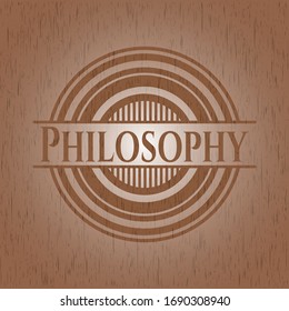 Philosophy retro wood emblem. Vector Illustration.