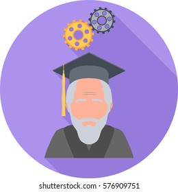 Philosophy Round Flat Icon. Vector Illustration