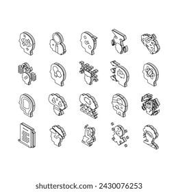 Philosophy Science Collection isometric icons set. Social Philosophy And Logic, Aesthetics And Ethics, Metaphilosophy And Epistemology Concept Linear Pictograms. Contour Color .