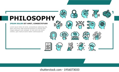 Philosophy Science Landing Web Page Header Banner Template Vector. Social Philosophy And Logic, Aesthetics And Ethics, Metaphilosophy And Epistemology Illustration