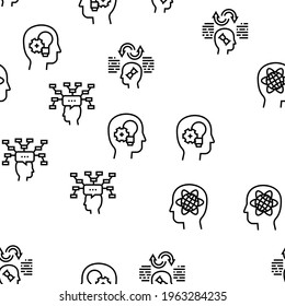 Philosophy Science Vector Seamless Pattern Thin Line Illustration
