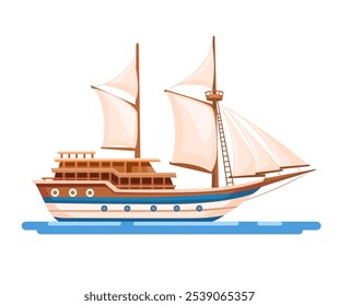 Vetor de ilustração de design plano de barco Phinisi