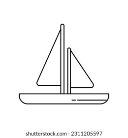 Phinisi Boat Line Icon Illustration