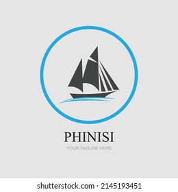 phinisi logo illustration design in gray background template