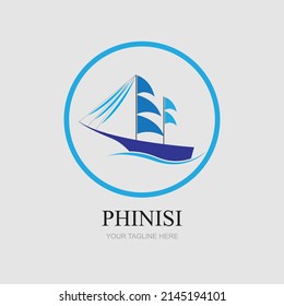 Design der Phinisi-Logo-Illustration auf grauem Hintergrund