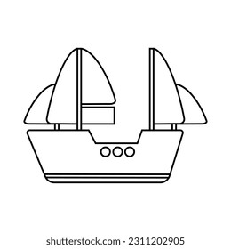 Phinisi Ship Line Icon Illustration