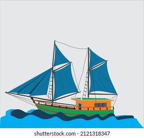 Phinisi Ship Symbol Glory Sea Stock Vector (Royalty Free) 2121318347 ...