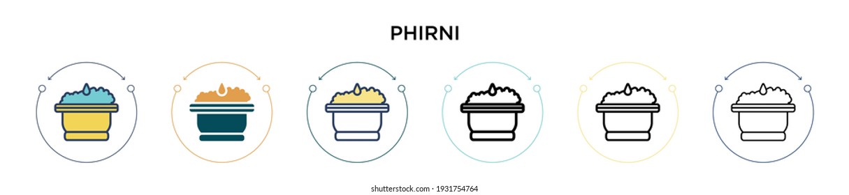 Phirni icon in filled, thin line, outline and stroke style. Vector illustration of two colored and black phirni vector icons designs can be used for mobile, ui, web