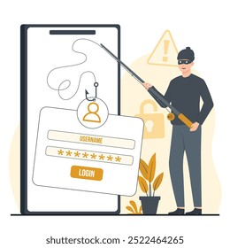 Ilustración de concepto de Cuenta de phishing Contraseña de delitos cibernéticos Phishing Hacker Attack Robar datos personales