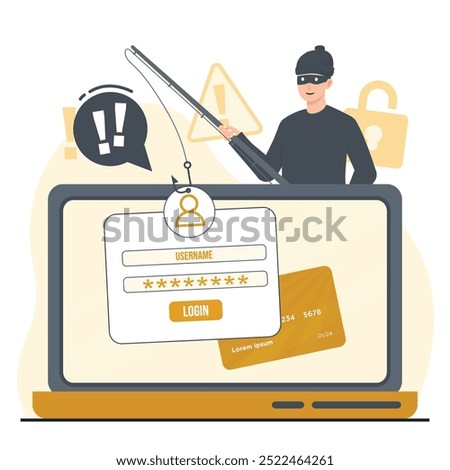 Phishing account concept illustration Cyber Crime Password Phishing Hacker Attack Steal Personal Data