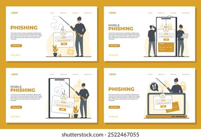 Phishing Cuenta landing page ilustración de Plantilla Contraseña de delitos cibernéticos Phishing Hacker Attack Robar datos personales