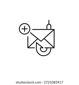 Alerta de phishing, agregar bloqueo de correo, informe de amenaza, estafa detectada. Icono de Vector de trazo perfecto y editable